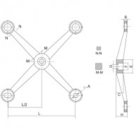 304 SS Four Way Spider Bracket With Glass Bolts